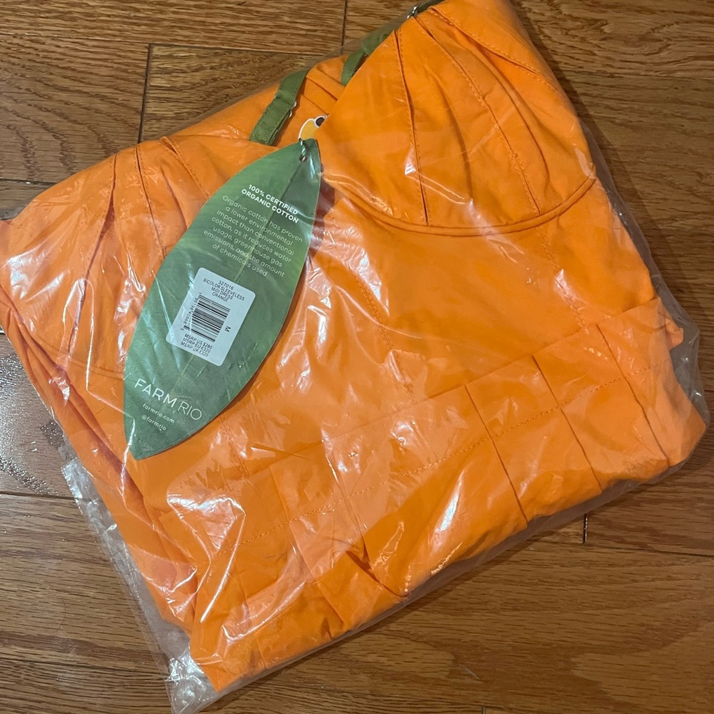 FARM Rio Bi-Color Orange Midi Dress - Picture 5 of 6